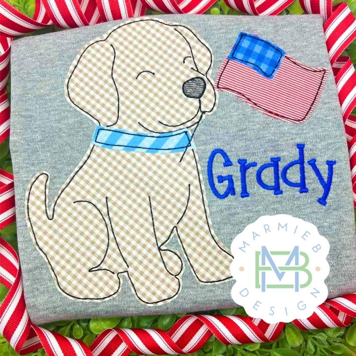 Classic Pup Boy with Flag Applique