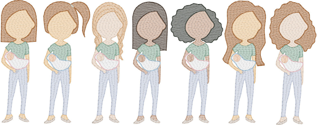 Moms with 1 Baby (Build Your Own Family) Quick Stitch Embroidery