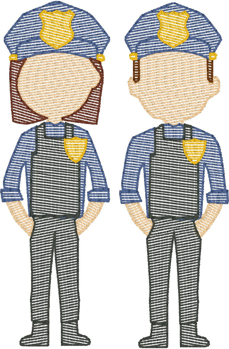 Police Man and Woman (Build Your Own Family) Quick Stitch Embroidery