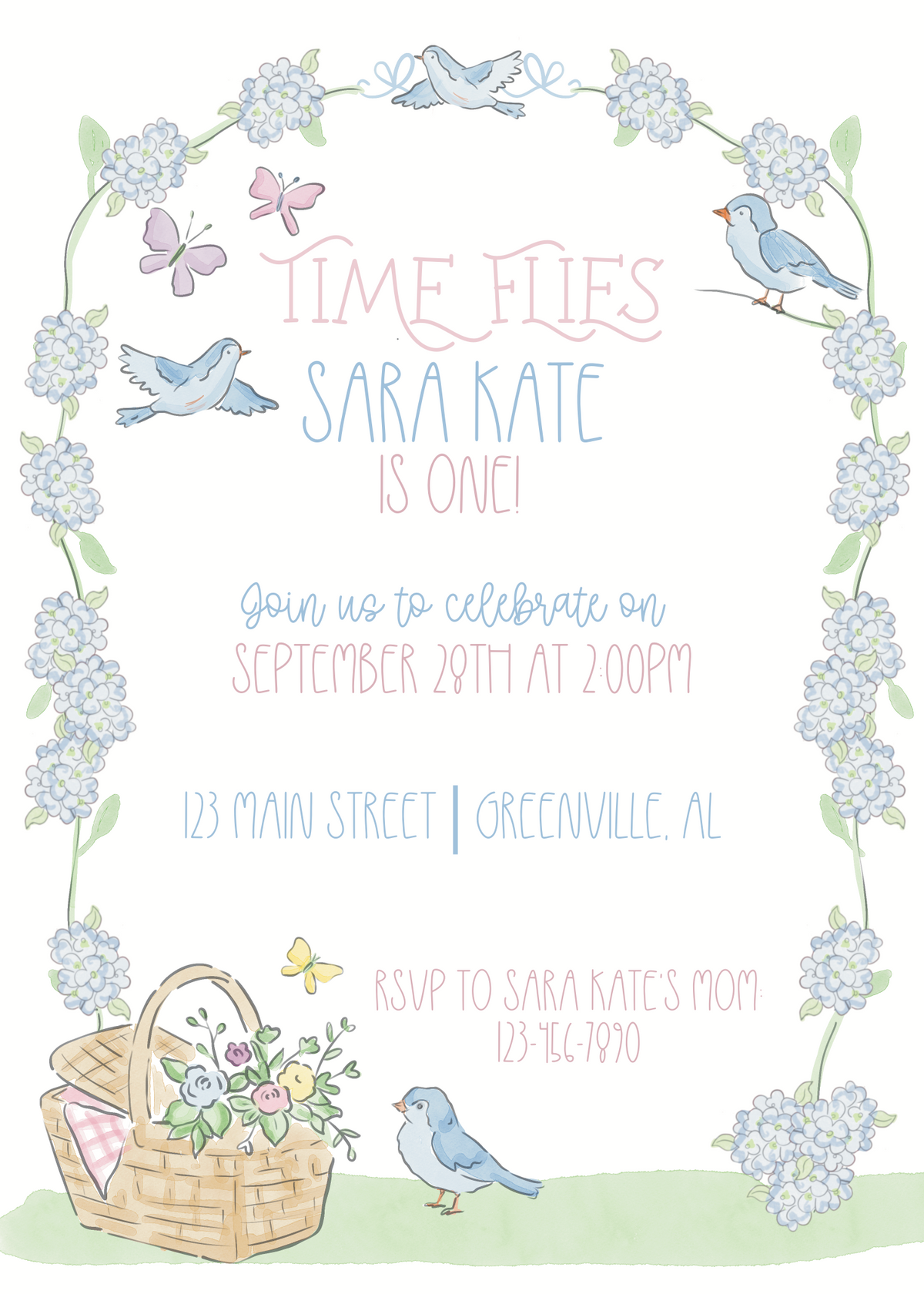 Print-at-Home - Time Flies Birthday Invitation