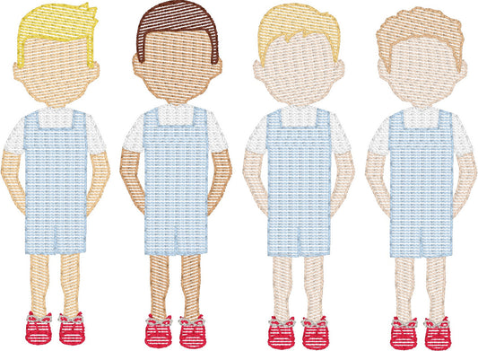 Toddler Boys in Jon Jons (Build Your Own Family) Quick Stitch Embroidery