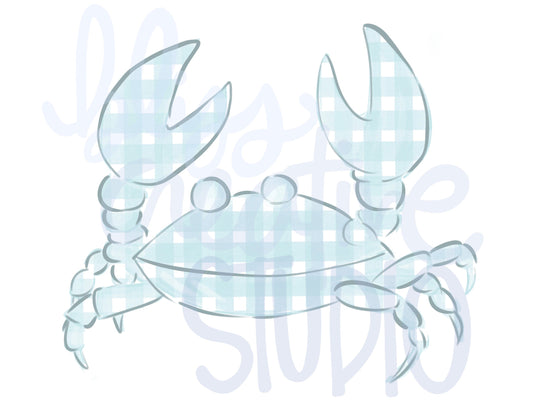 Baby Blue Gingham Crab Digital Clipart- Instant Download