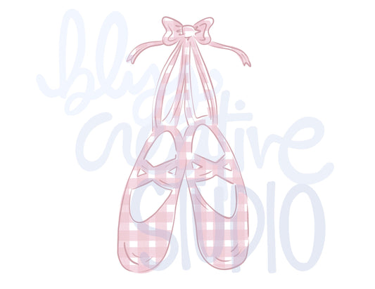 Light Pink Gingham Ballet Shoes Digital Clipart- Instant Download