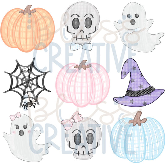 Cute and Spooky Halloween Bundle Clipart- Instant Download