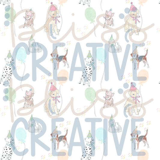 Party Dogs Background Digital Clipart- Instant Download