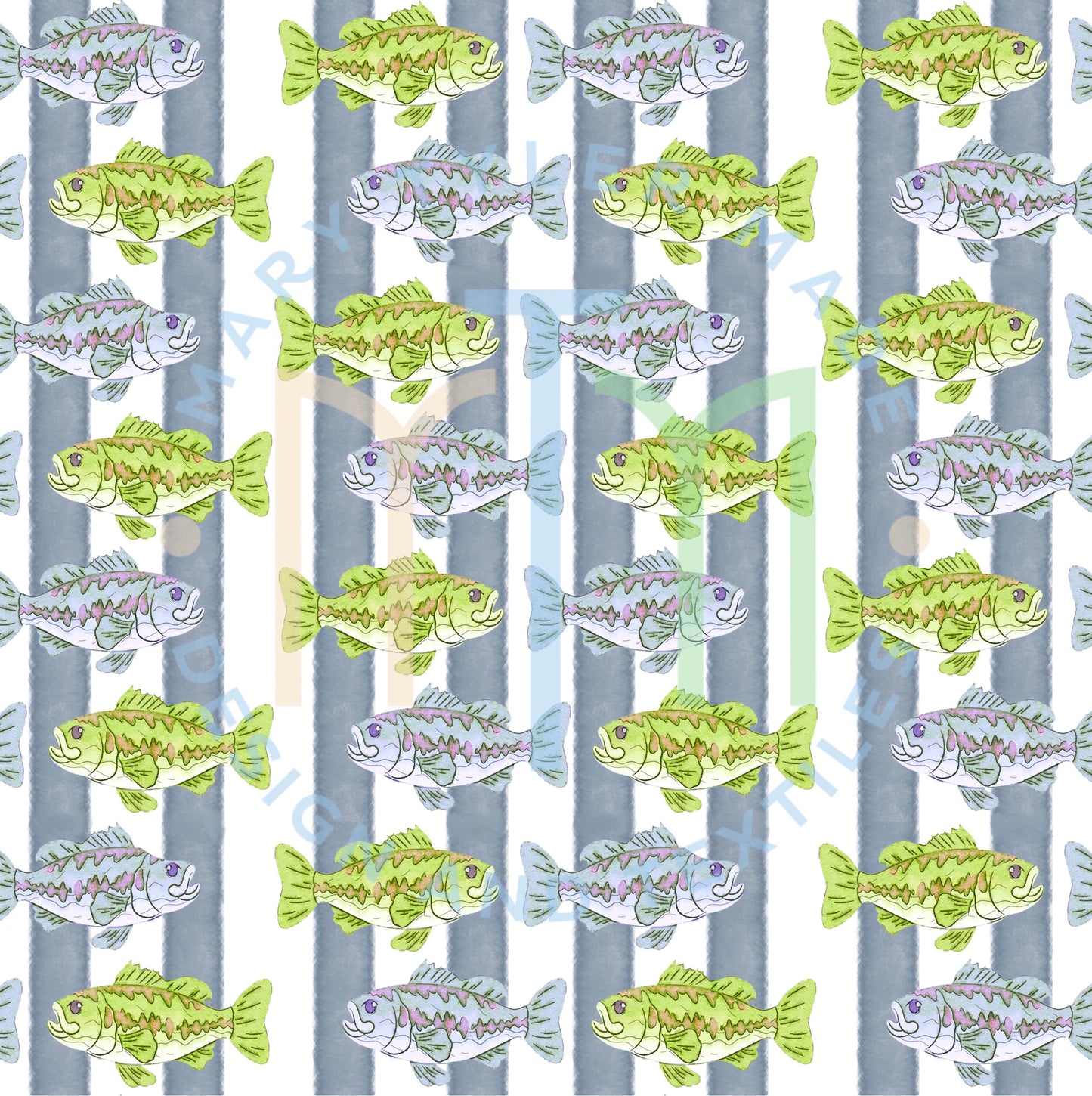 Blue Lake Fish Digital Seamless Design- Instant Download
