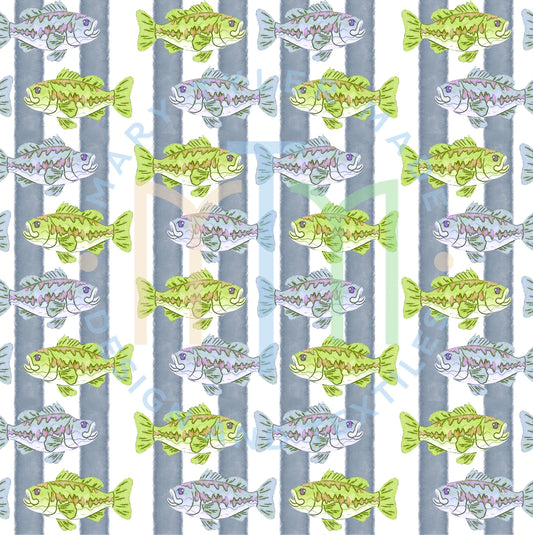 Blue Lake Fish Digital Seamless Design- Instant Download