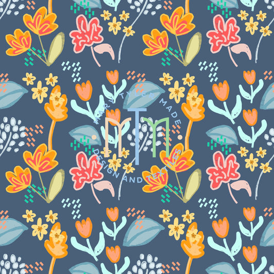 Deep Doozy Floral Seamless Design- Instant Download