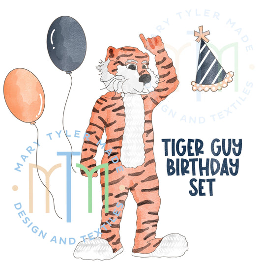 Tiger Guy Birthday Set Watercolor- Digital Clipart