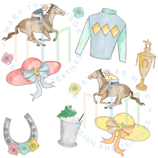 Derby Clipart Set Watercolor- Digital Clipart