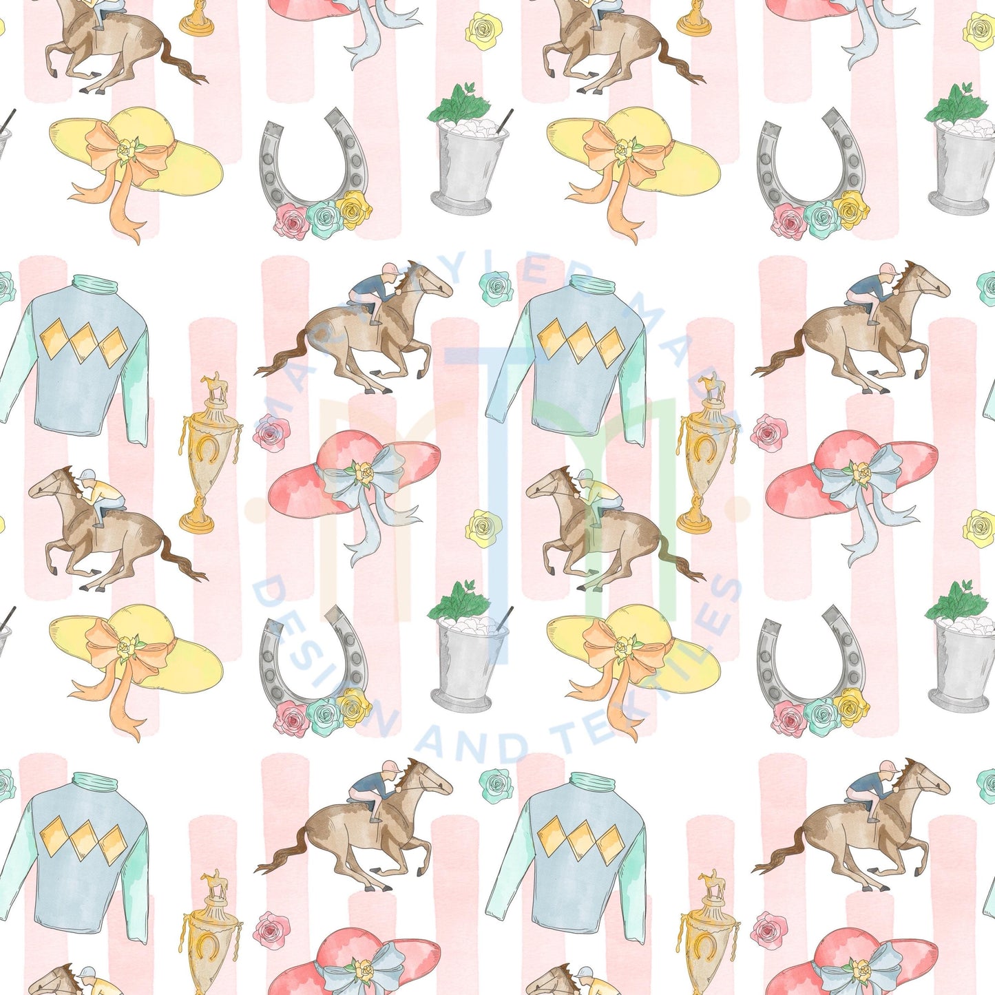 Derby Day Seamless Design (Blue and Pink Version) - Instant Download