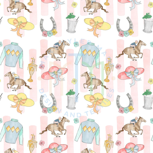 Derby Day Seamless Design (Blue and Pink Version) - Instant Download