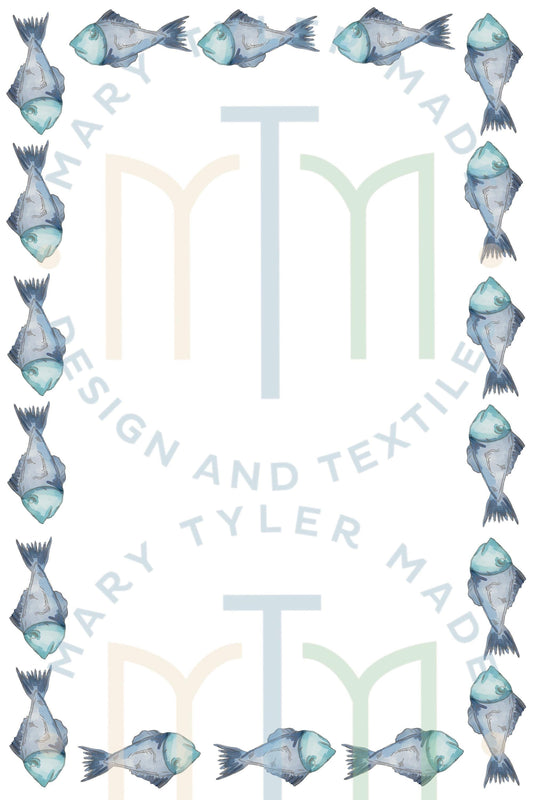 Fish Border (5x7 and 6x9) Watercolor Digital Clipart- Instant Download