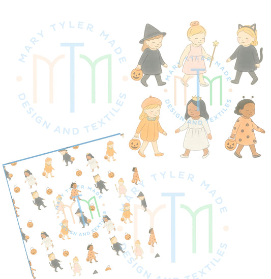 Costume Girls Halloween Bundle Clipart- Instant Download